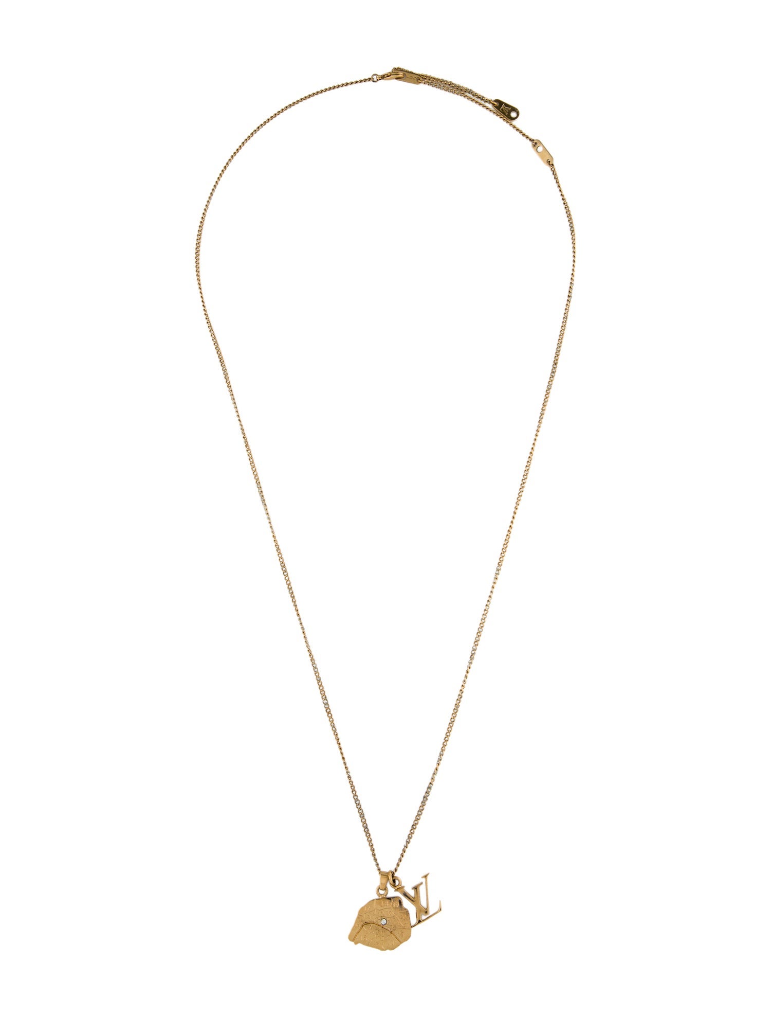 Louis Vuitton Crystal Collier Map LV Pendant Necklace