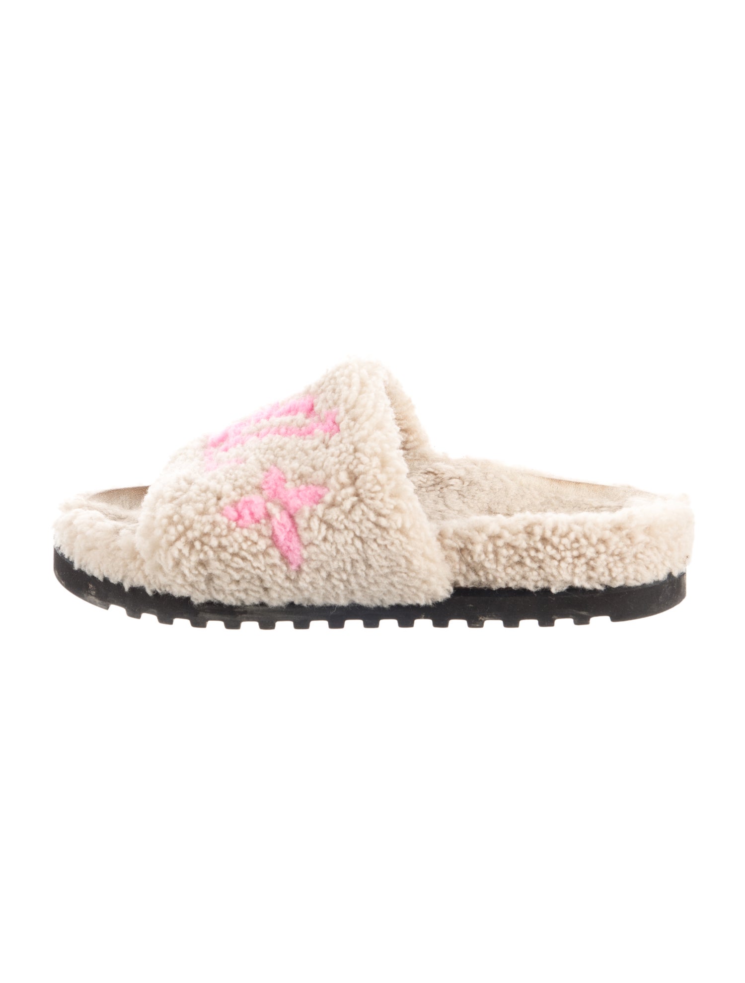 Louis Vuitton LV Monogram Shearling Slides