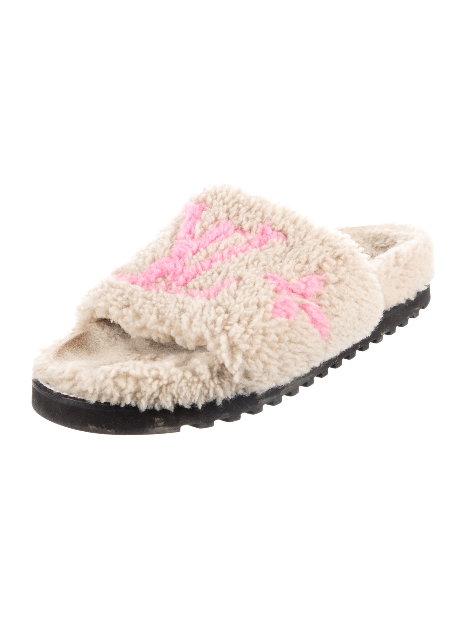Louis Vuitton LV Monogram Shearling Slides