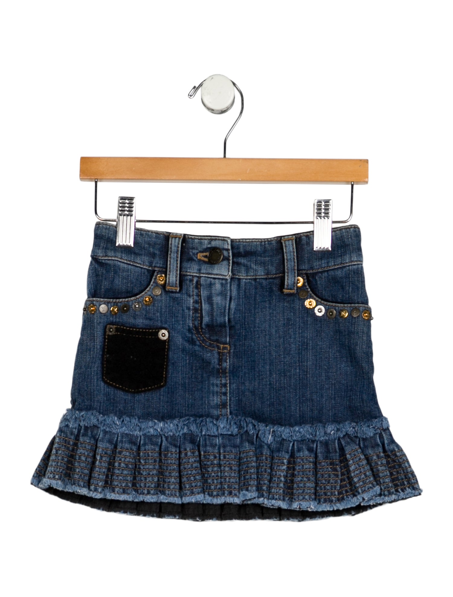 Louis Vuitton Toddler Girls Pleated Button And Zip Closure Skirt