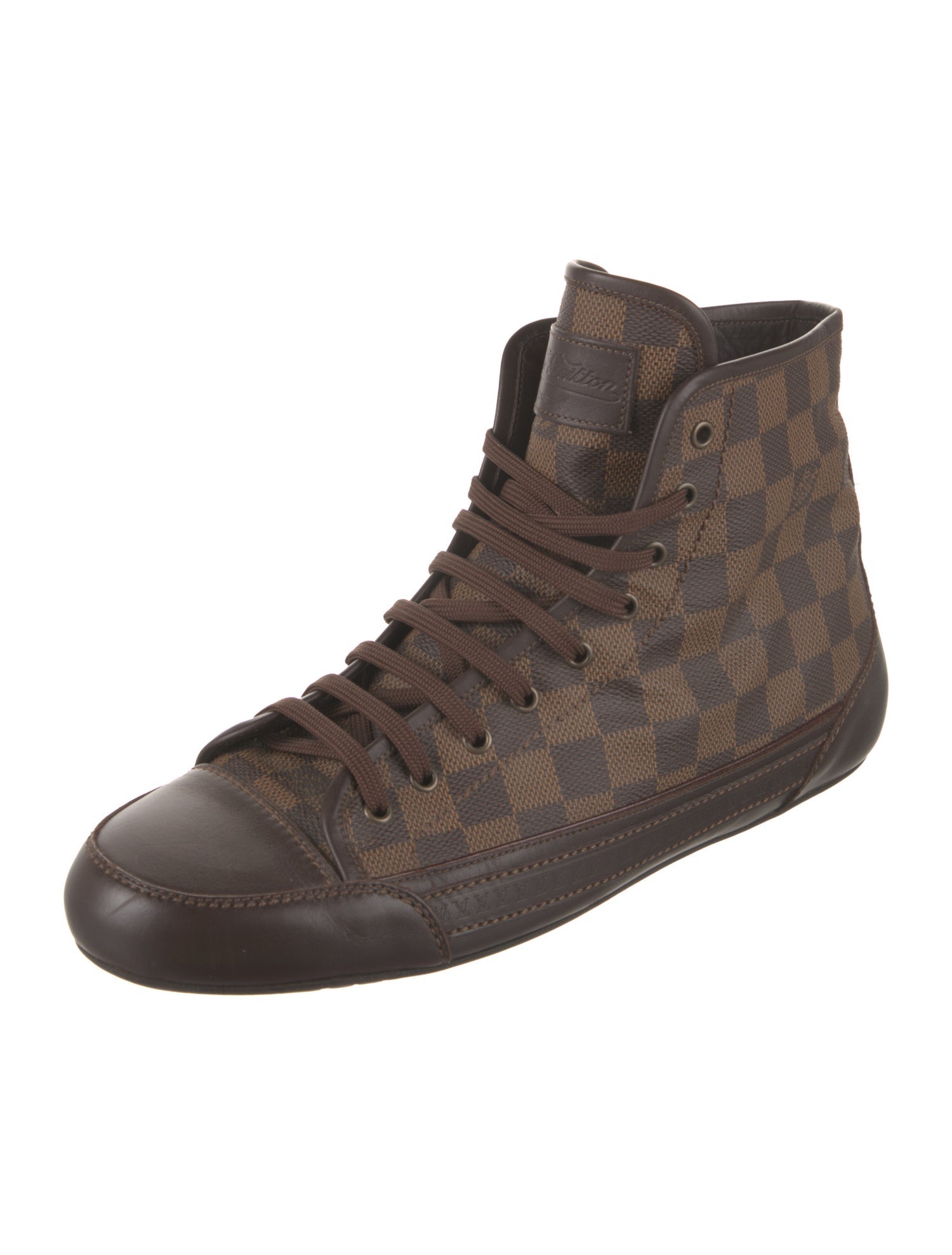Louis Vuitton Damier Ebene Pattern Leather Sneakers