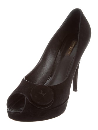 Louis Vuitton Suede Peep-Toe Pumps
