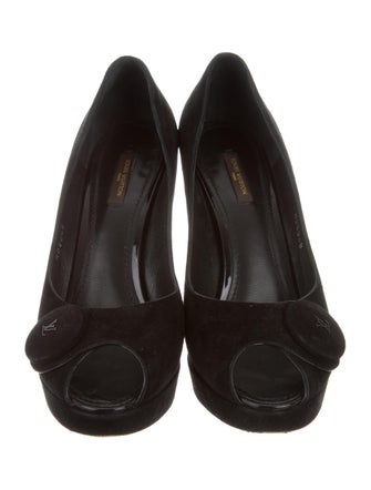 Louis Vuitton Suede Peep-Toe Pumps
