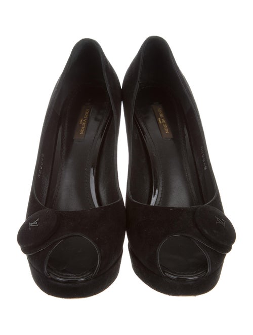 Louis Vuitton Suede Peep-Toe Pumps