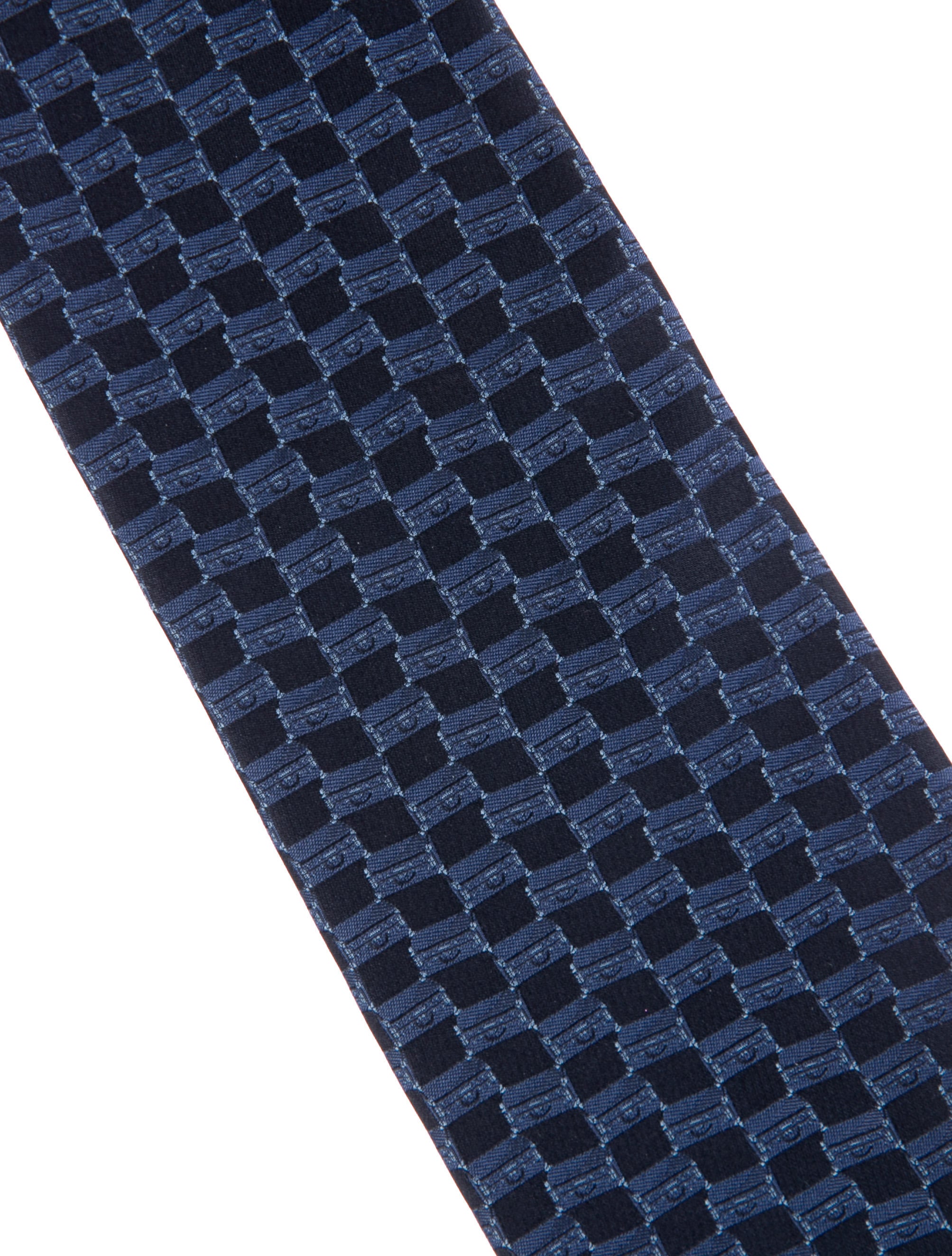 Louis Vuitton Checker Print Silk Tie Blue Ties, Suiting Accessories