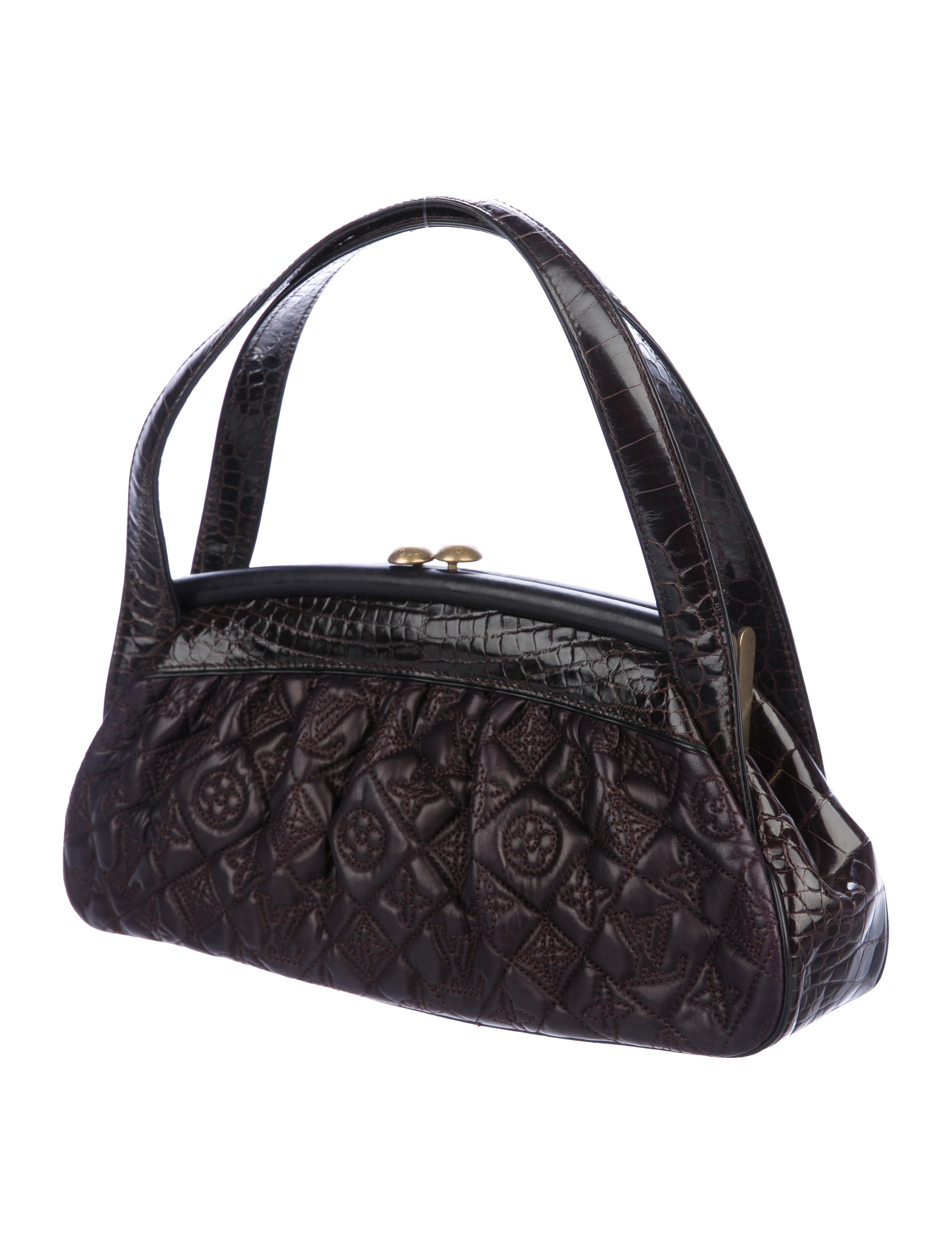 Louis Vuitton Alligator-Trimmed Vienna Sac Fermoir MM - Brown