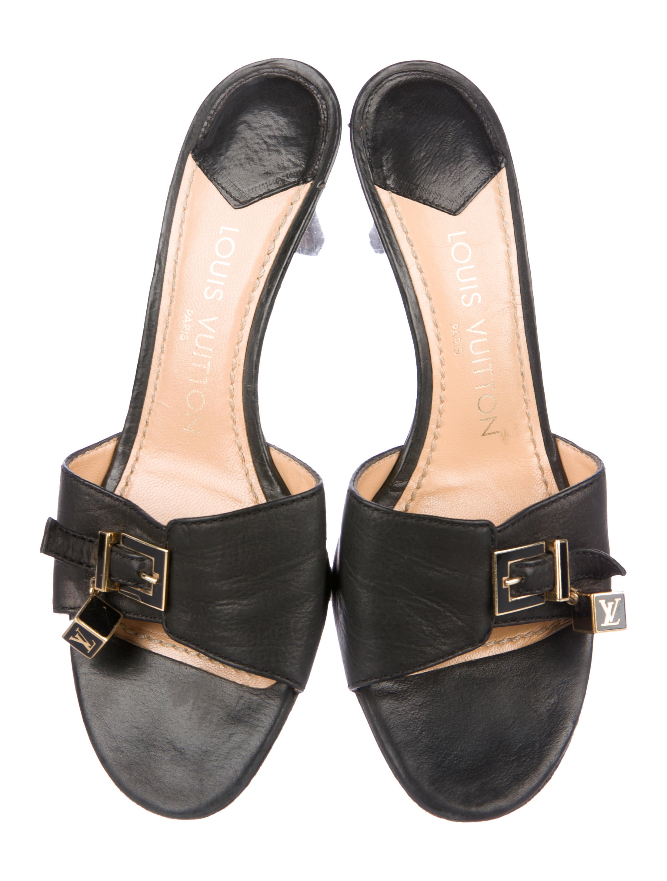 Louis Vuitton Leather Embellished Slide Sandals - Shoes - LOU261544 | The RealReal