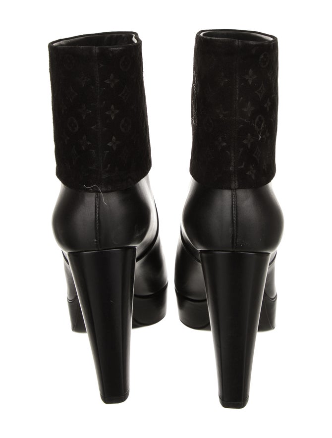 Louis Vuitton MonogramTrimmed Booties Shoes LOU273673 The RealReal