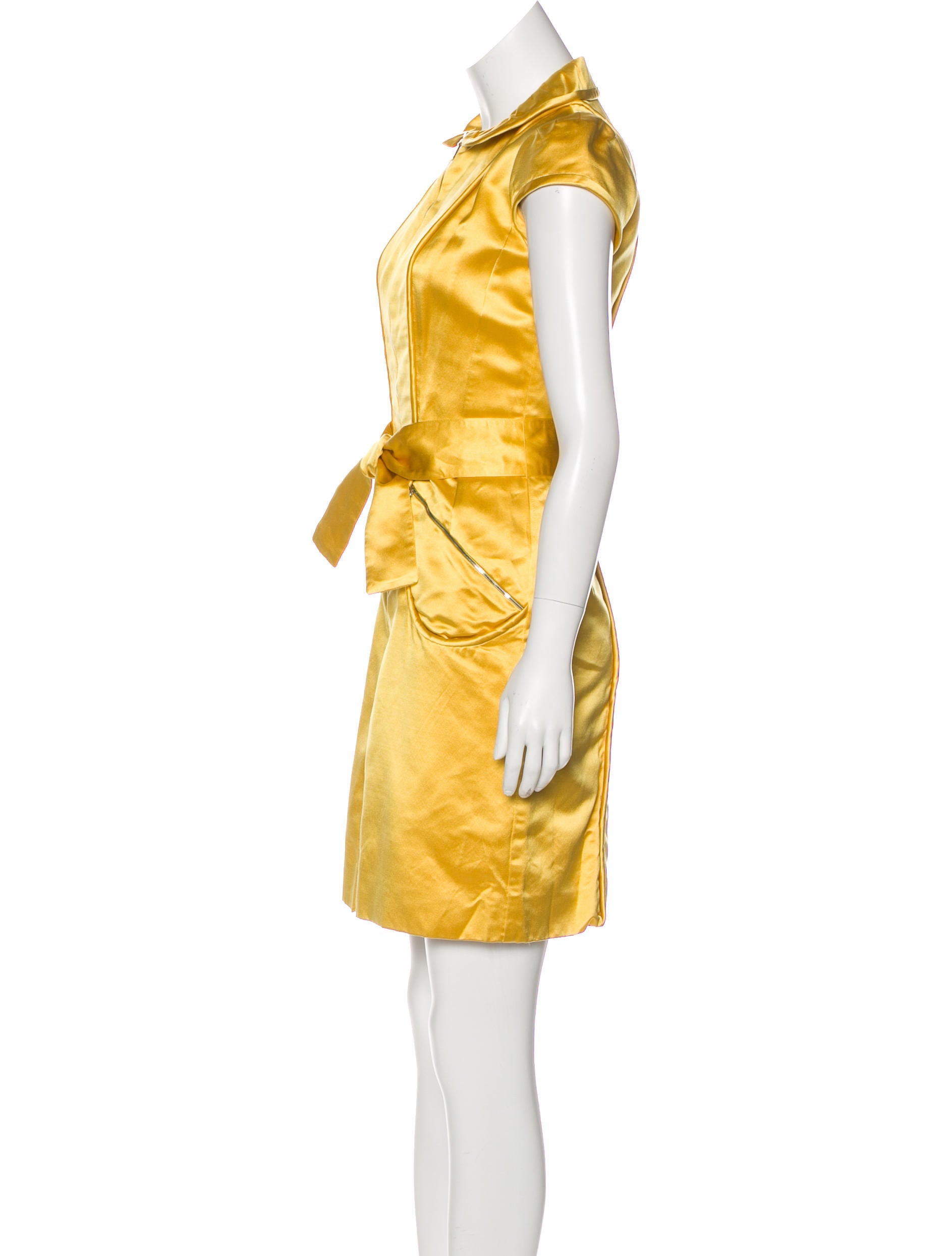 Louis Vuitton Knee-Length Silk Dress - Yellow Dresses, Clothing