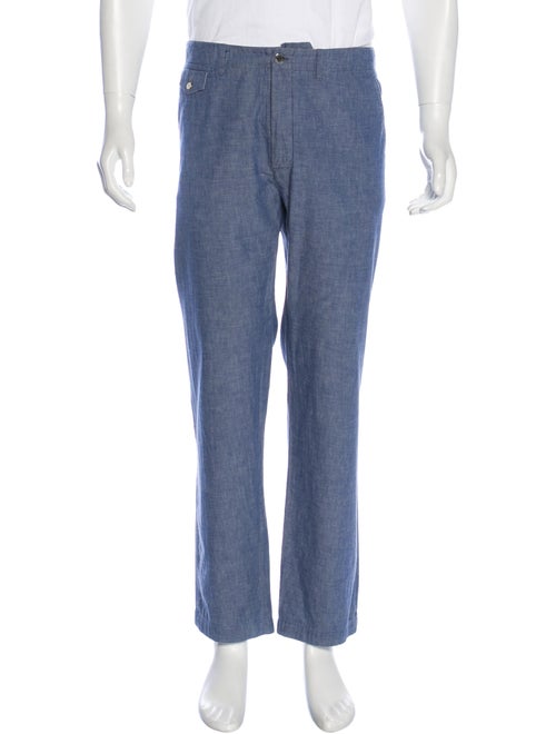 Louis Vuitton Flat Front Chambray Pants blue