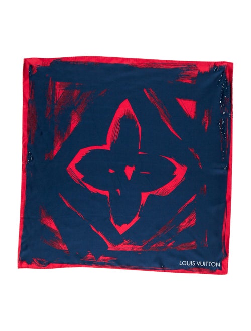 Louis Vuitton Silk Fleur Scarf Blue
