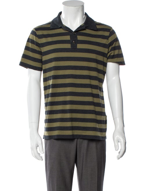 Louis Vuitton Striped Crew Neck Polo Shirt Green