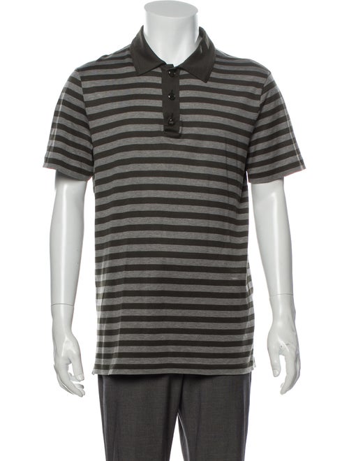 Louis Vuitton Striped Crew Neck Polo Shirt Grey
