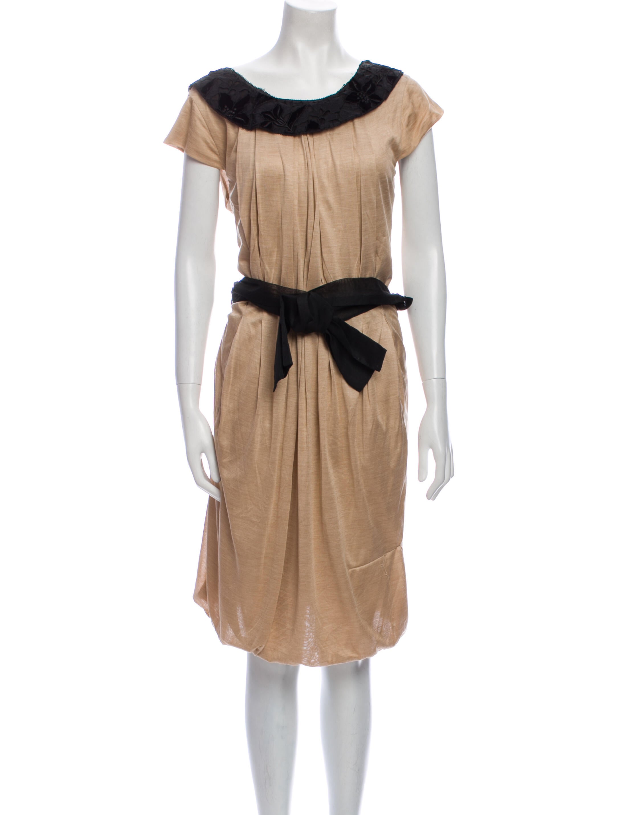 Louis Vuitton Silk KneeLength Dress Neutrals Dresses, Clothing
