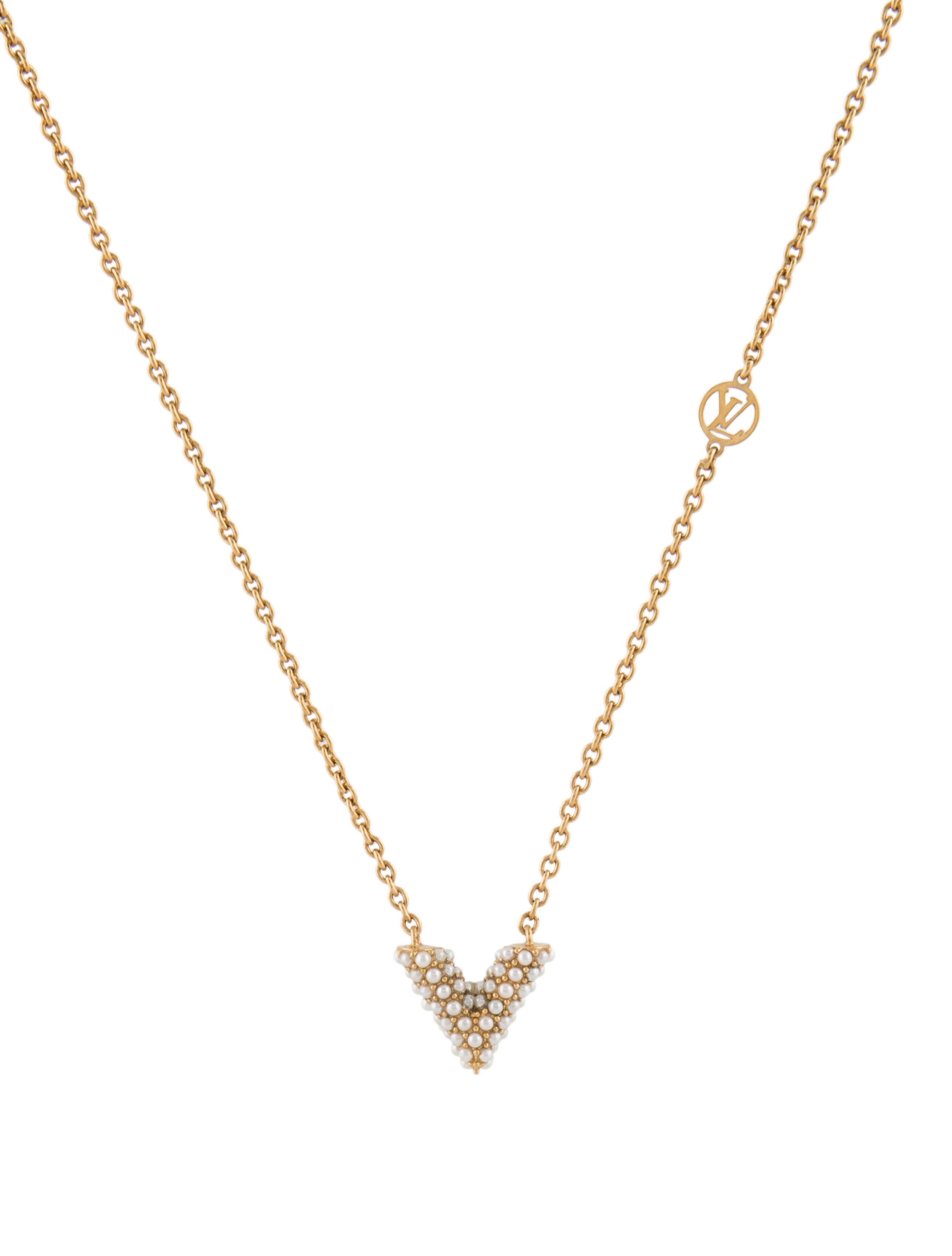 Louis Vuitton LV Heart TwoTone Necklace Set GoldTone Metal Pendant