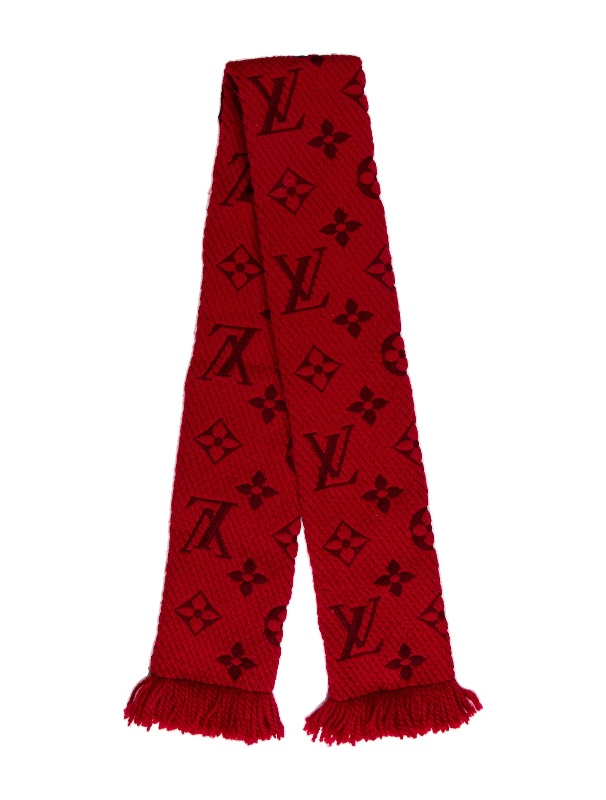 Louis Vuitton Logomania Wool Scarf Red Scarves and Shawls, Accessories LOU617136 The RealReal