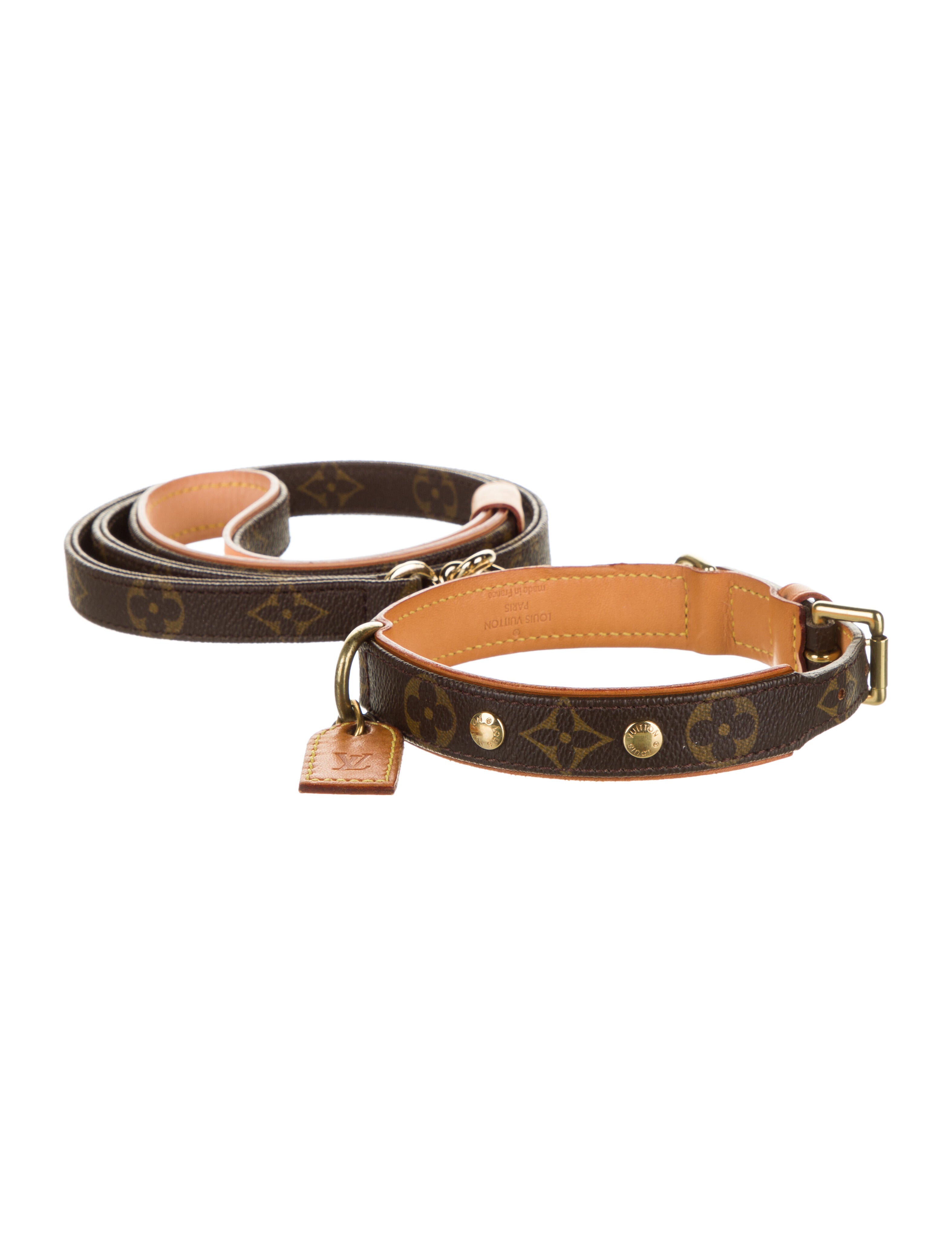 Louis Vuitton Monogram Baxter Dog Collar and Leash Set