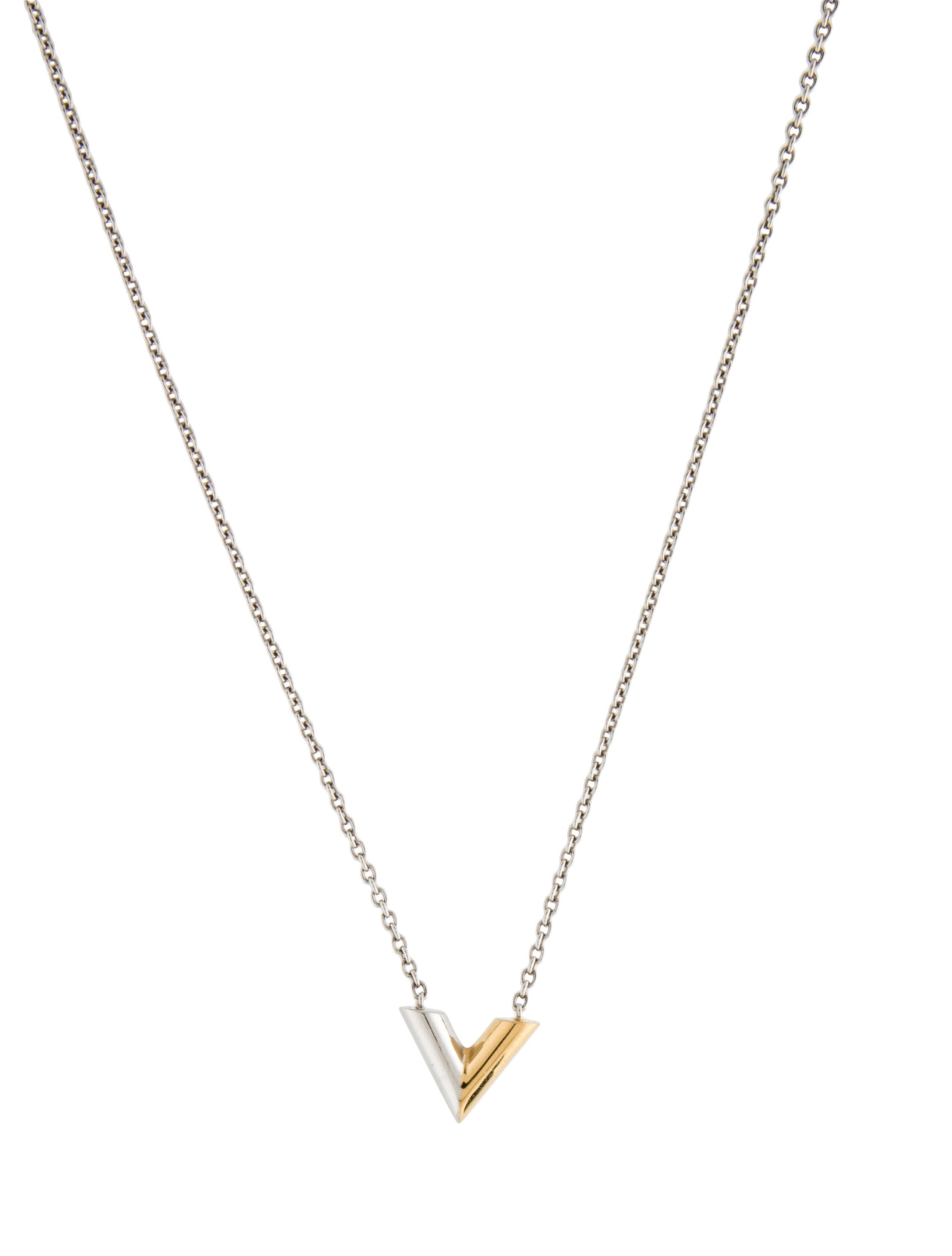 Louis Vuitton Essential V Pendant Necklace Brass Pendant Necklace