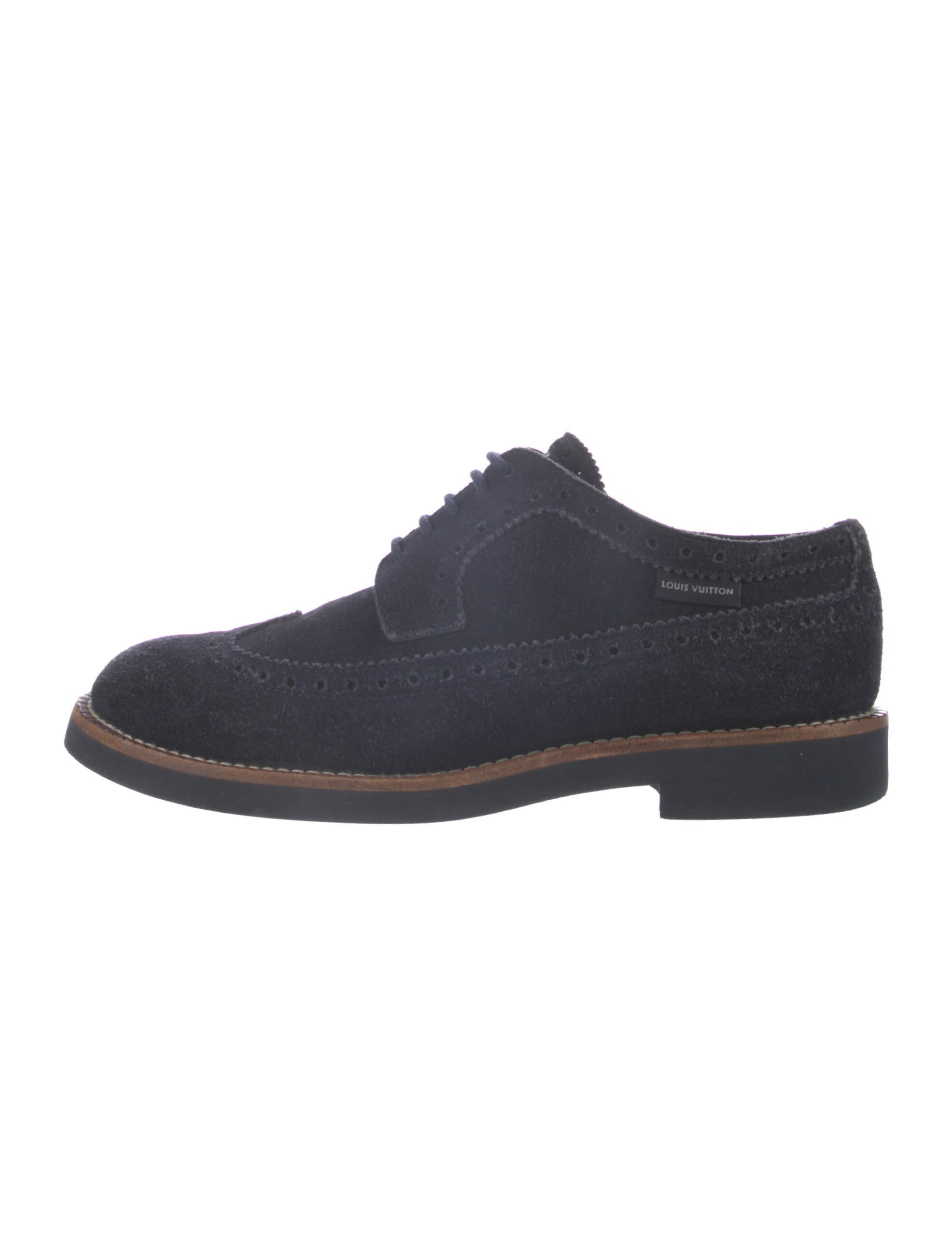 Louis Vuitton Suede Oxfords Blue Flats, Shoes LOU637458 The RealReal