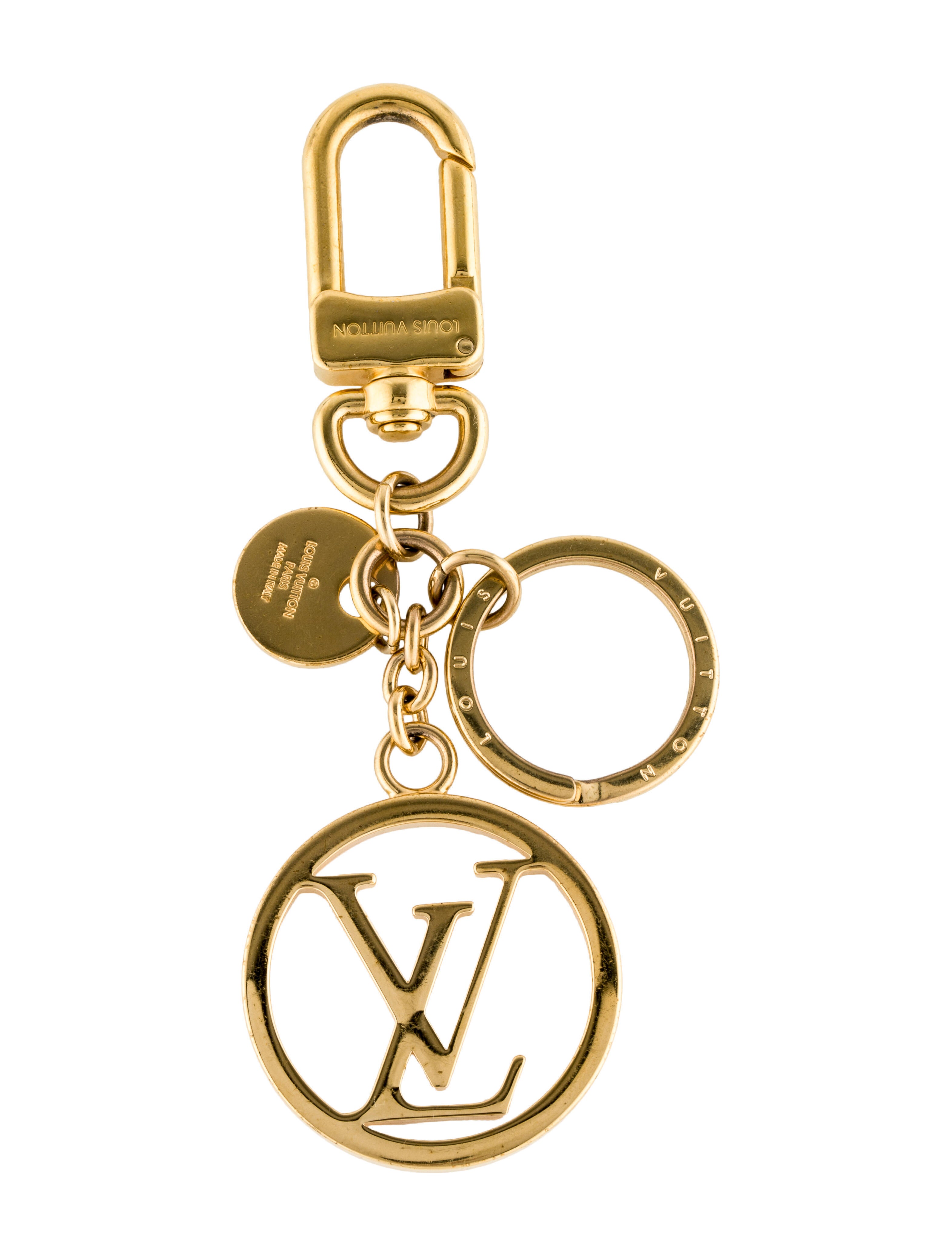 Louis Vuitton LV Circle Bag Charm and Key Holder Gold Keychains