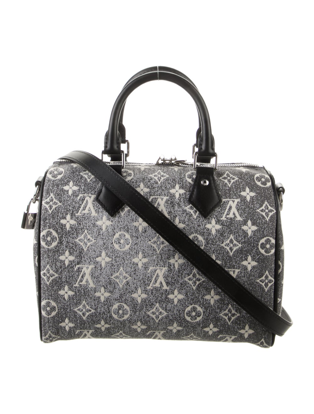 Louis Vuitton 2023 Monogram Denim Speedy Bandouliere 25 Grey Handle