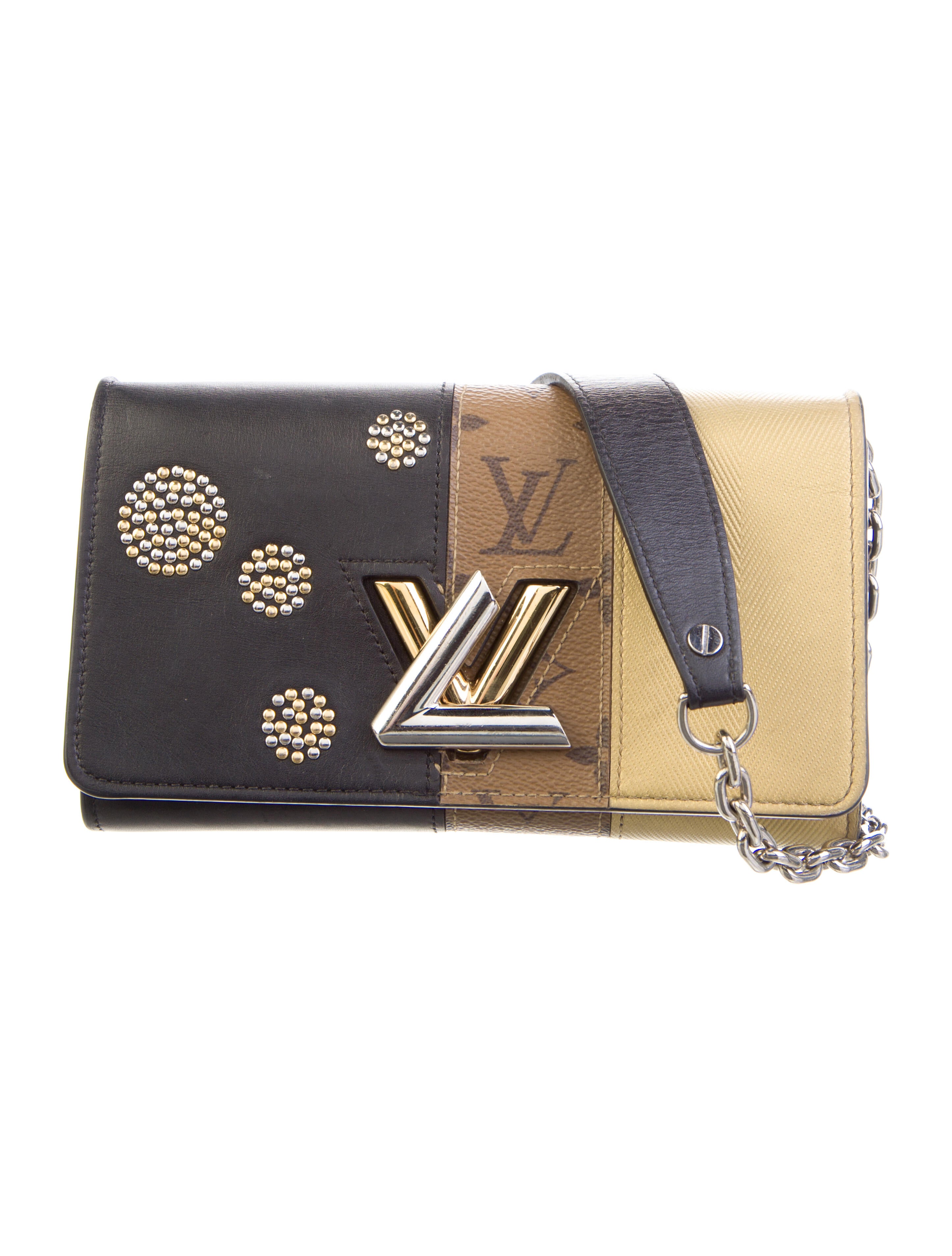 Louis Vuitton Monogram Reverse Night Lights Twist Chain Wallet Brown