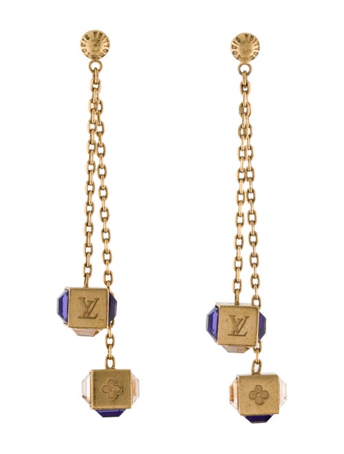 Louis Vuitton Crystal Gamble Drop Earrings