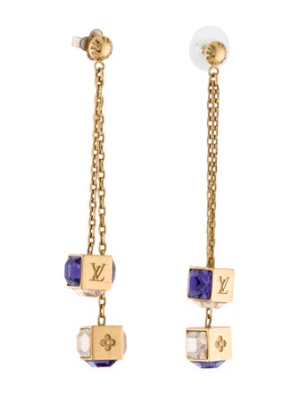Louis Vuitton Crystal Gamble Drop Earrings