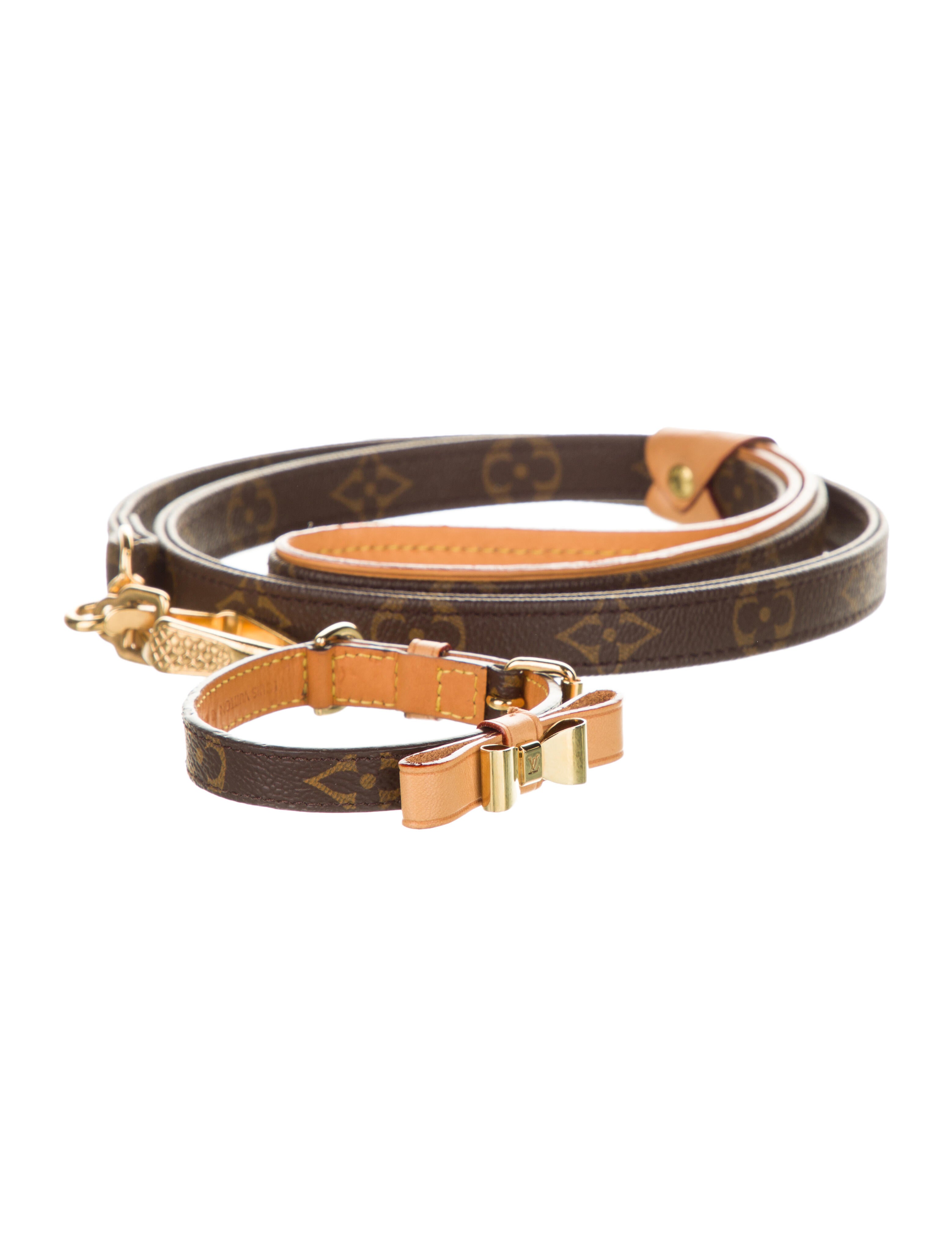 Louis Vuitton Monogram Baxter Dog Collar and Leash Set Brown Pet Accessories, Decor