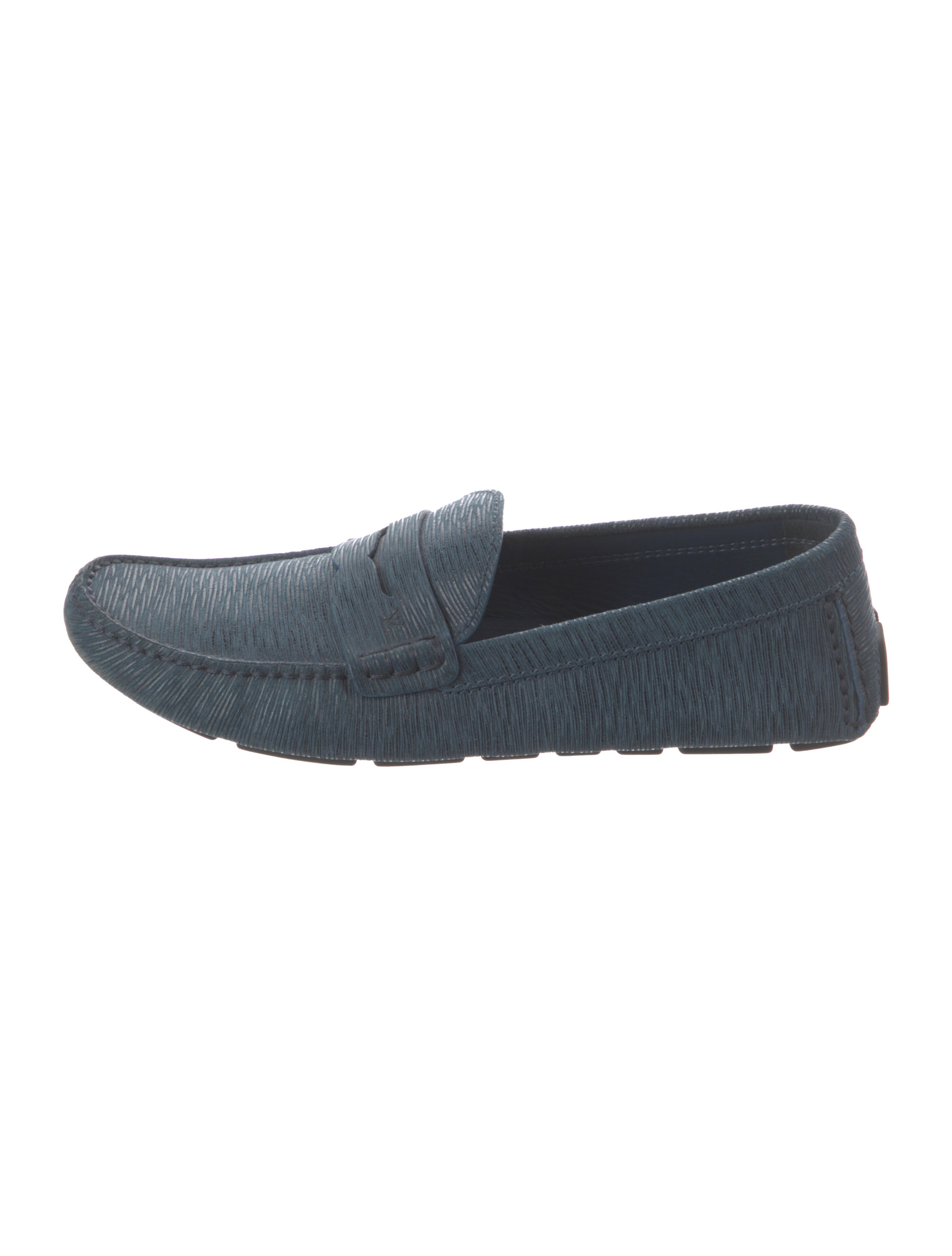 Louis Vuitton Suede Drivers Blue Loafers, Shoes LOU689131 The