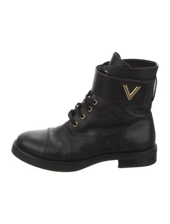 Louis Vuitton Leather Printed Combat Boots
