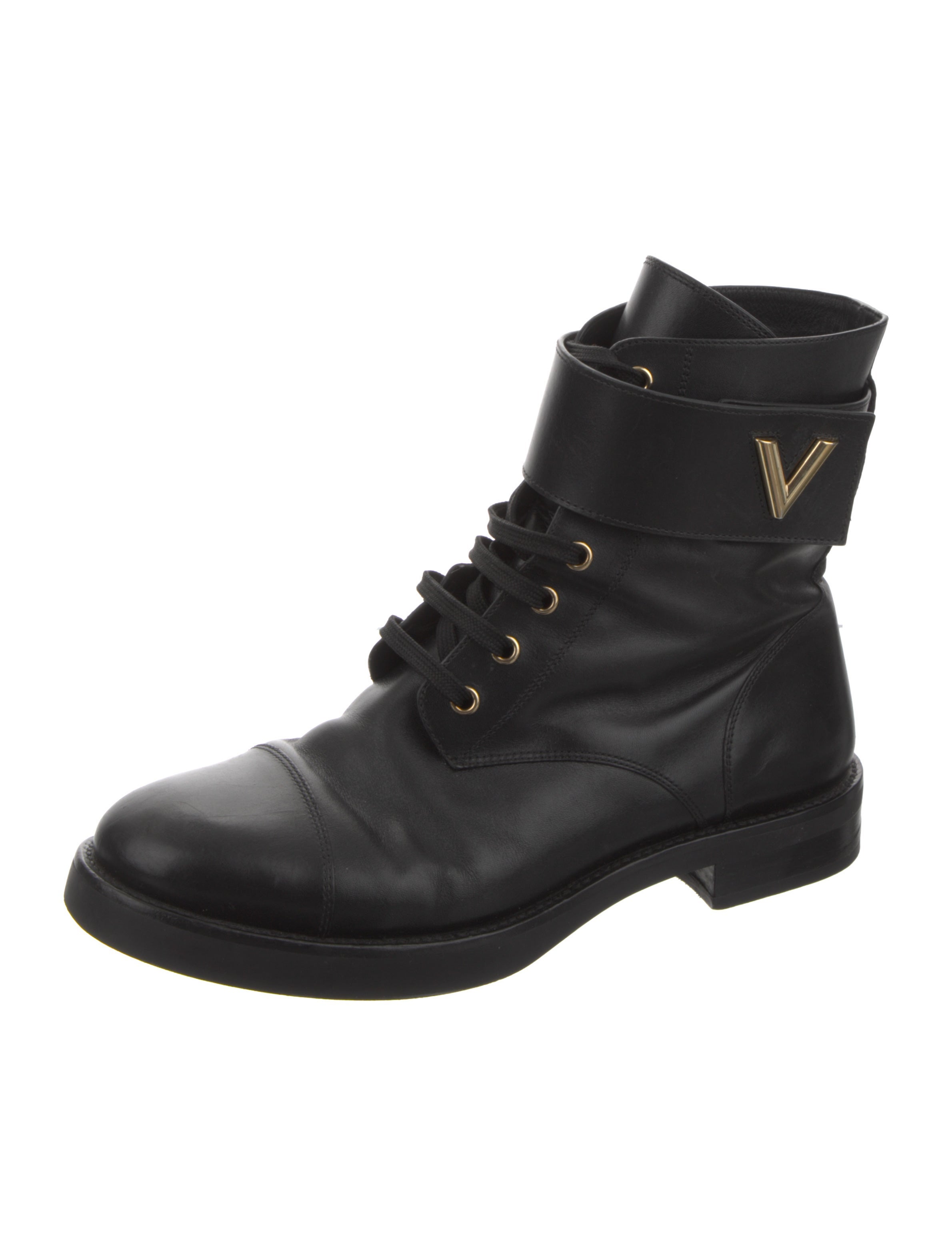 Louis Vuitton Leather Printed Combat Boots