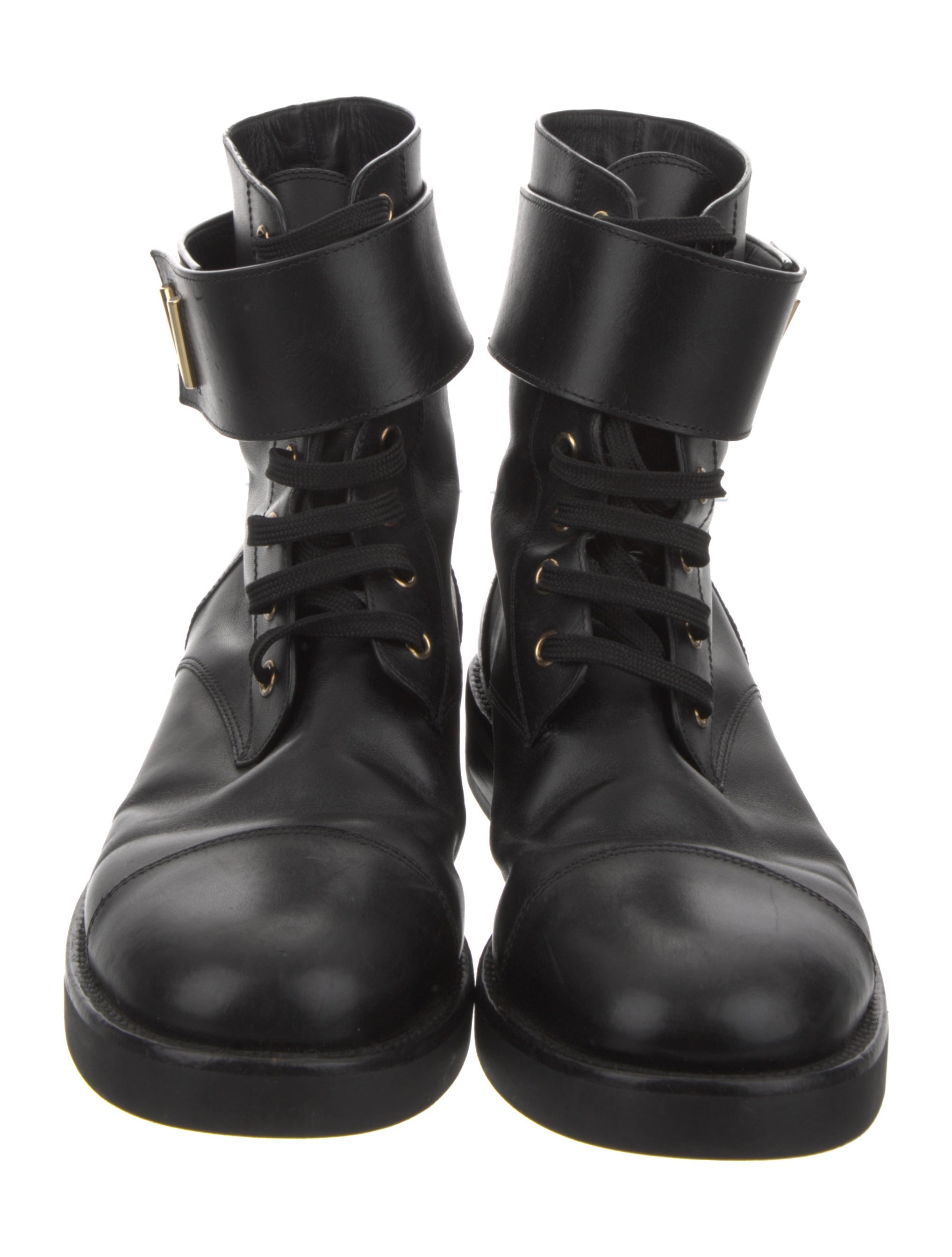 Louis Vuitton Leather Printed Combat Boots
