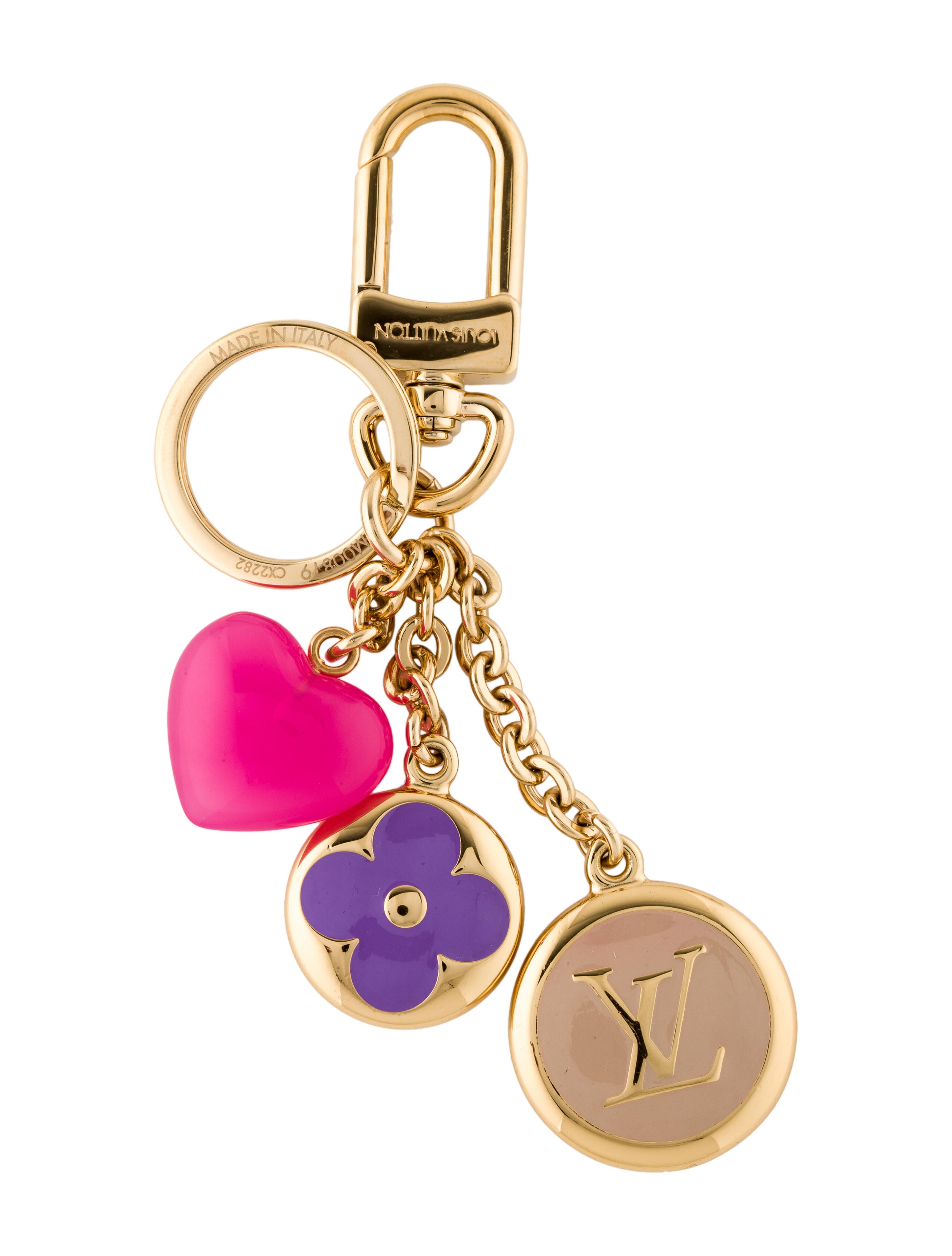 Louis Vuitton LV Enamoured Keyring Gold Keychains, Accessories