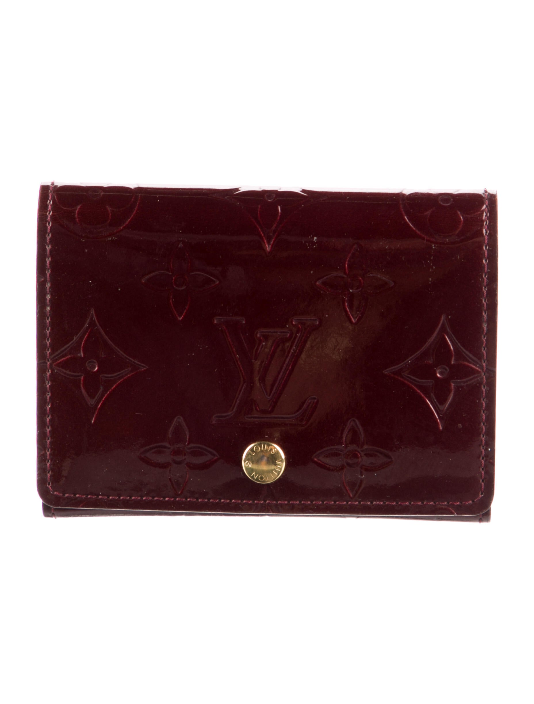 Louis Vuitton 2010 Monogram Vernis Card Holder Burgundy Wallets