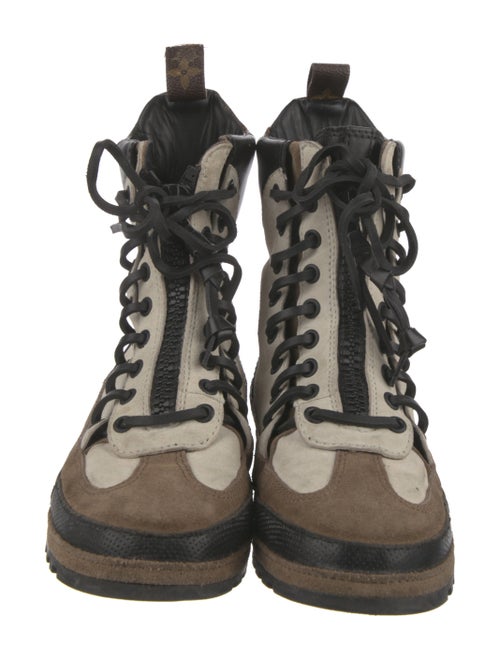 Louis Vuitton Suede Animal Print Combat Boots