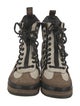 Louis Vuitton Suede Animal Print Combat Boots