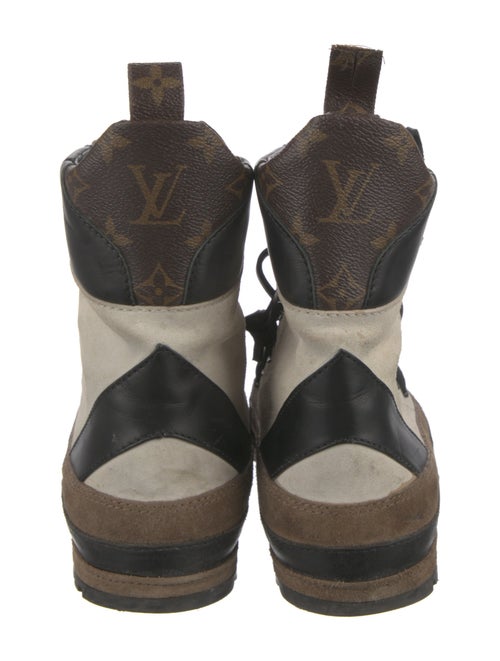 Louis Vuitton Suede Animal Print Combat Boots