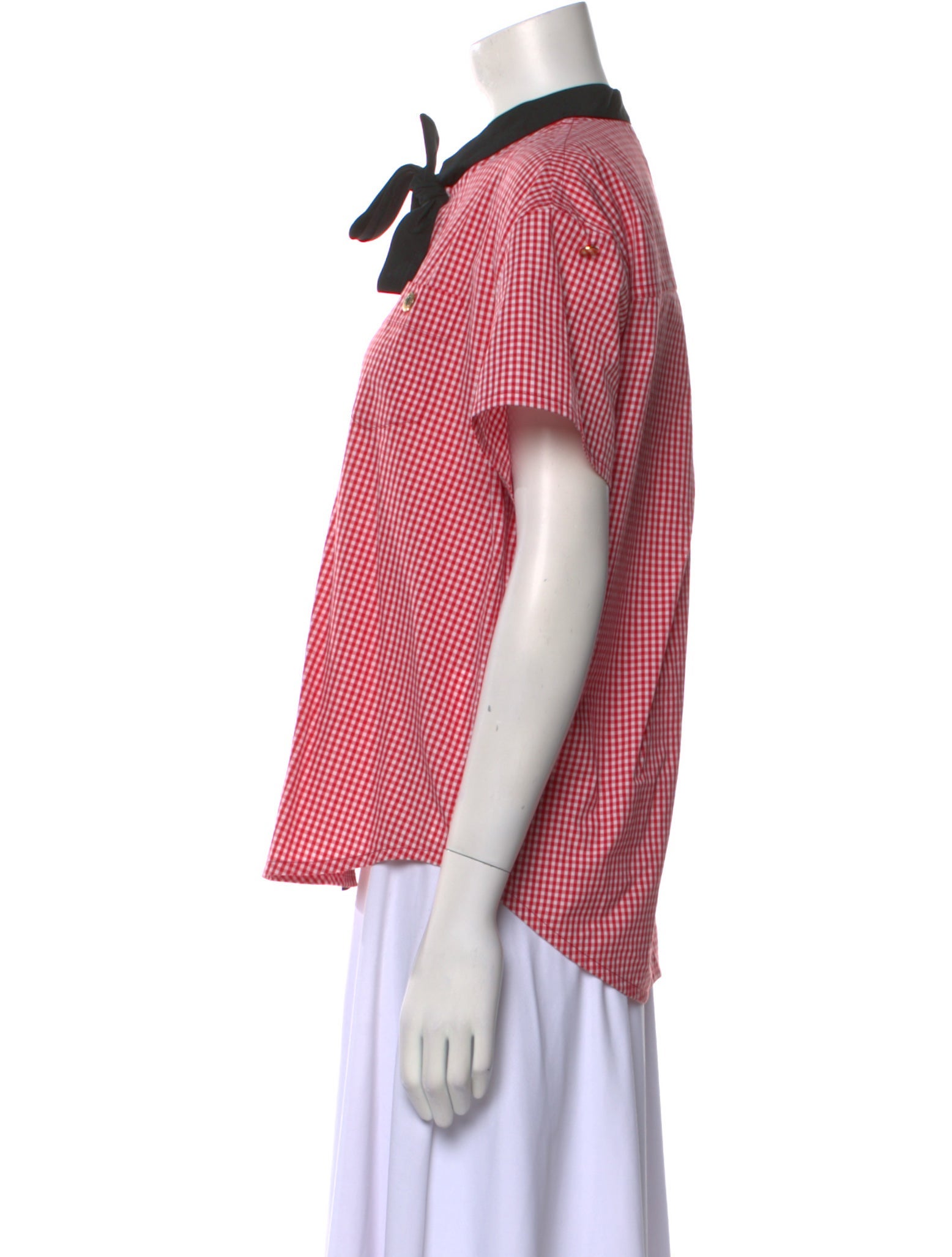 Louis Vuitton Plaid Print Short Sleeve Button-Up Top