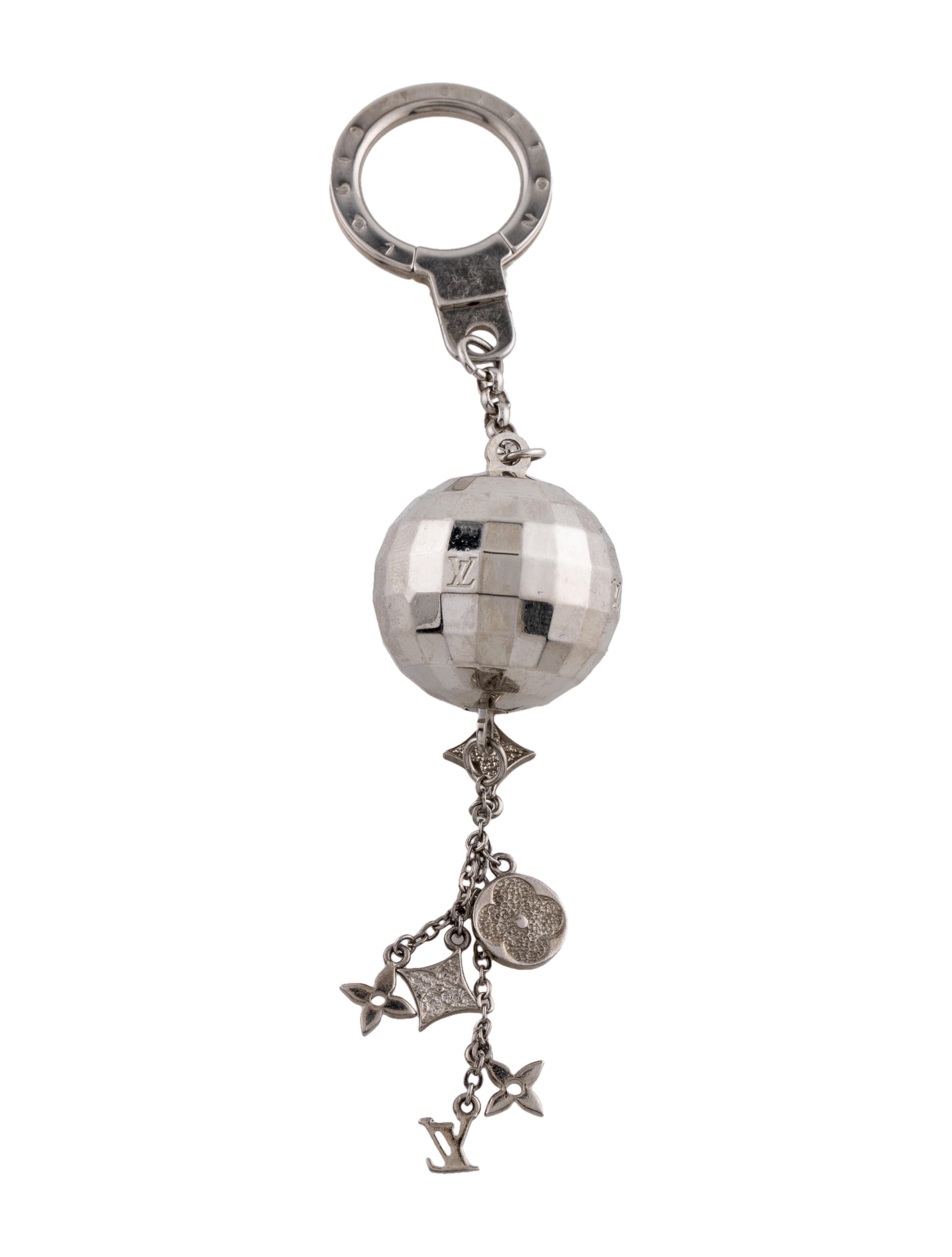 Louis Vuitton Disco Ball Bag Charm & Key Holder Silver Keychains