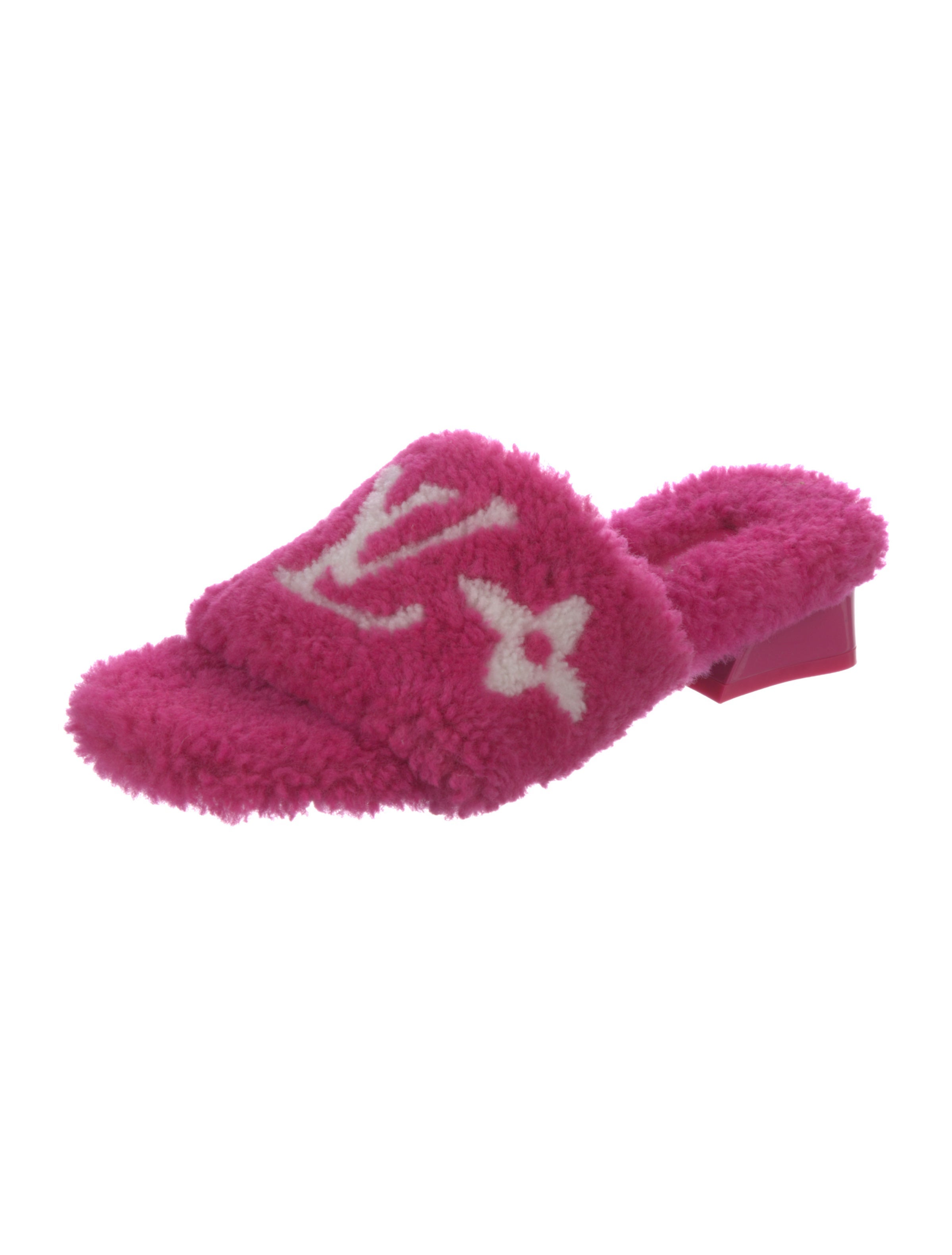 Louis Vuitton Pink Mink Fur Lock It Flat Slides | Lyst UK