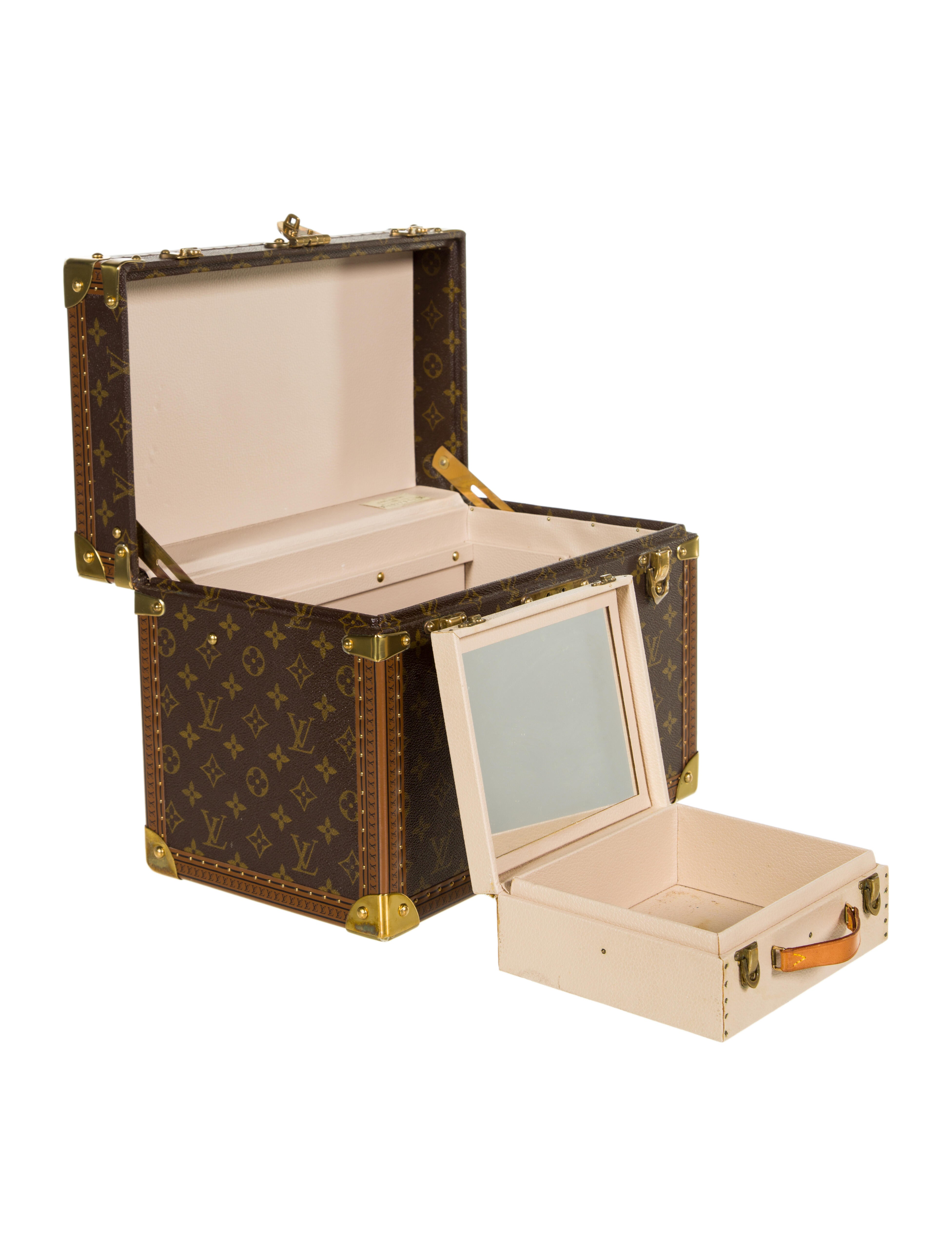 Louis Vuitton Monogram Boite Train Case Vanity Trunk Brown Tech