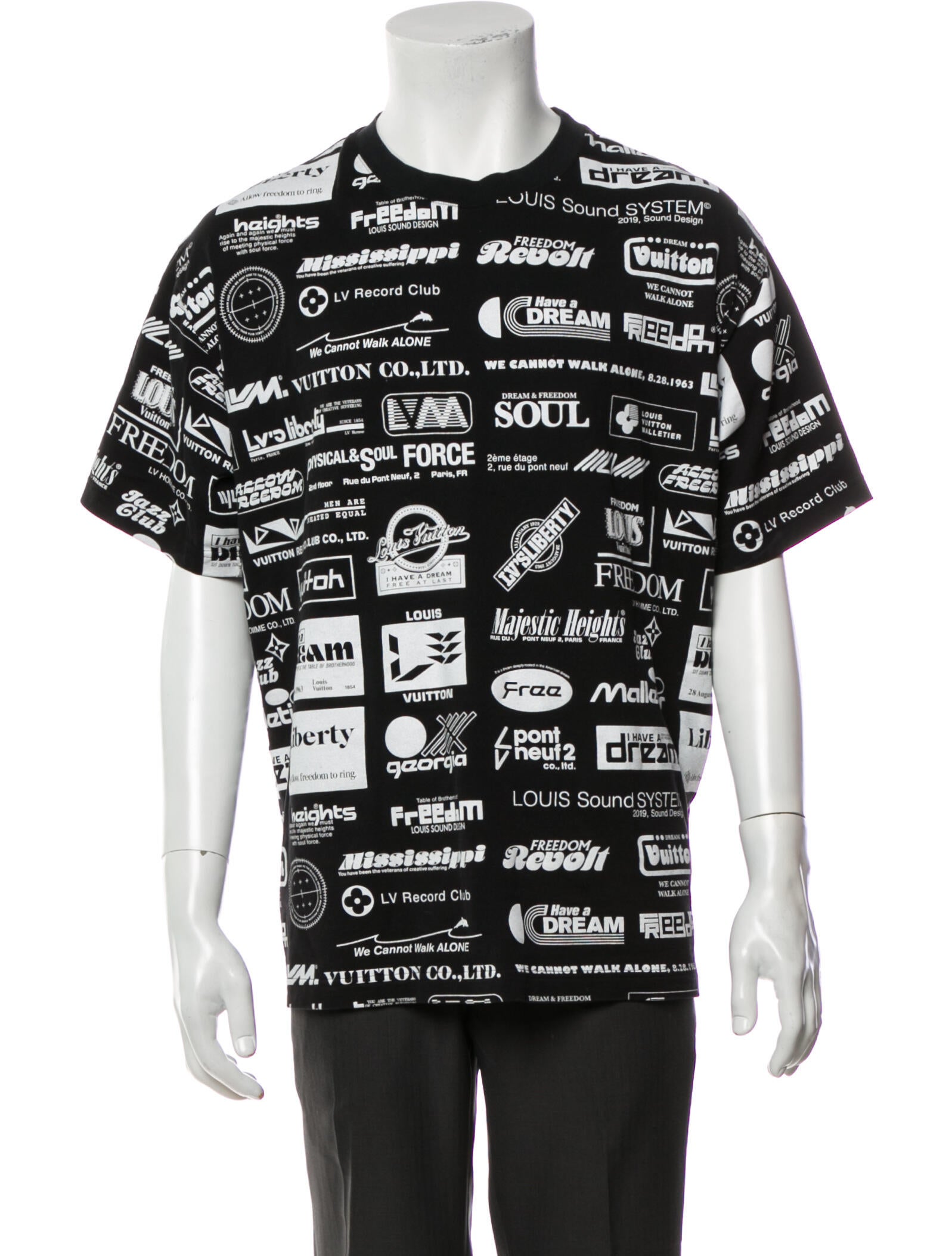 Louis Vuitton 2019 All Over Logo T-Shirt - Black T-Shirts