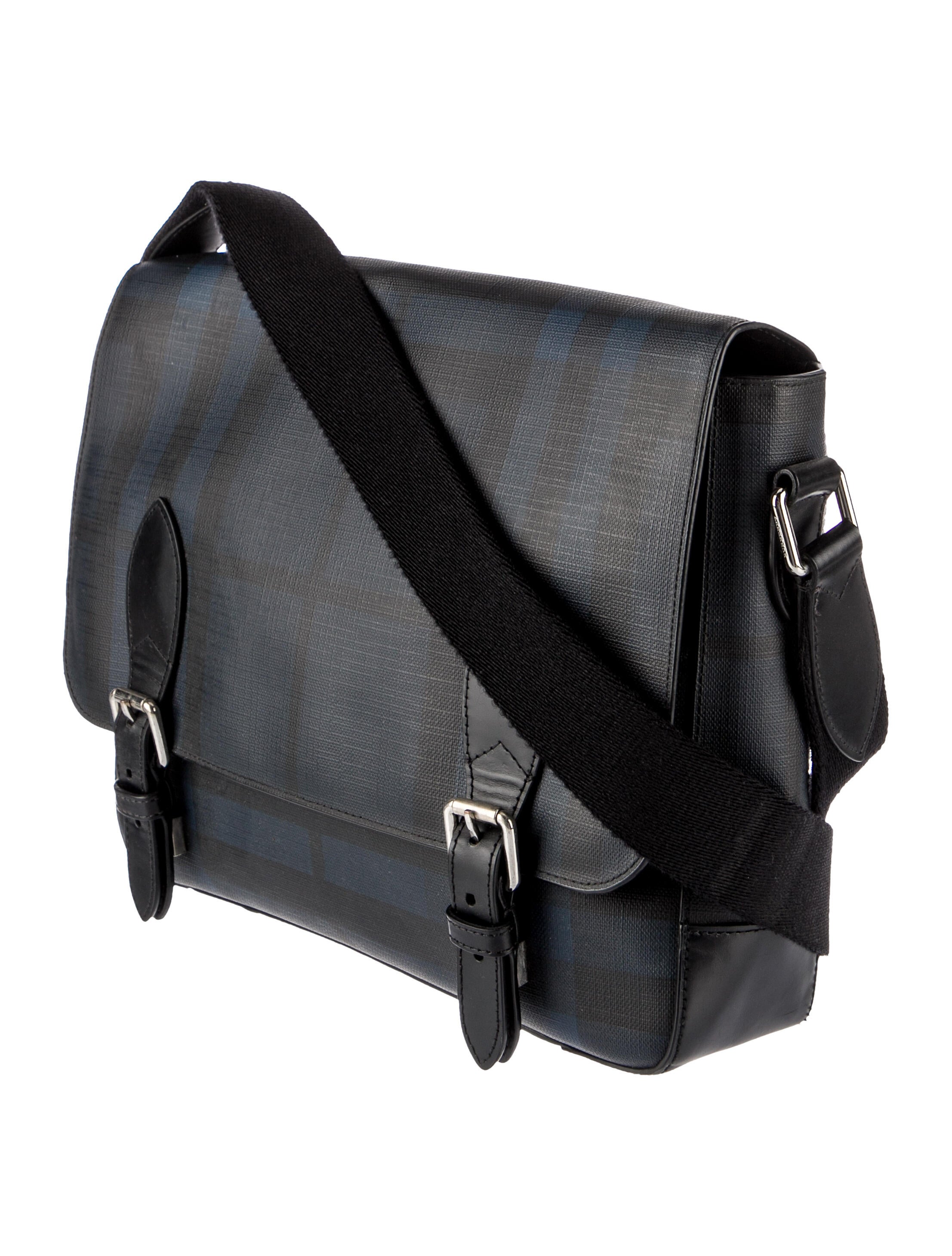 Burberry LeatherTrimmed Messenger Bag Blue Messenger Bags, Bags