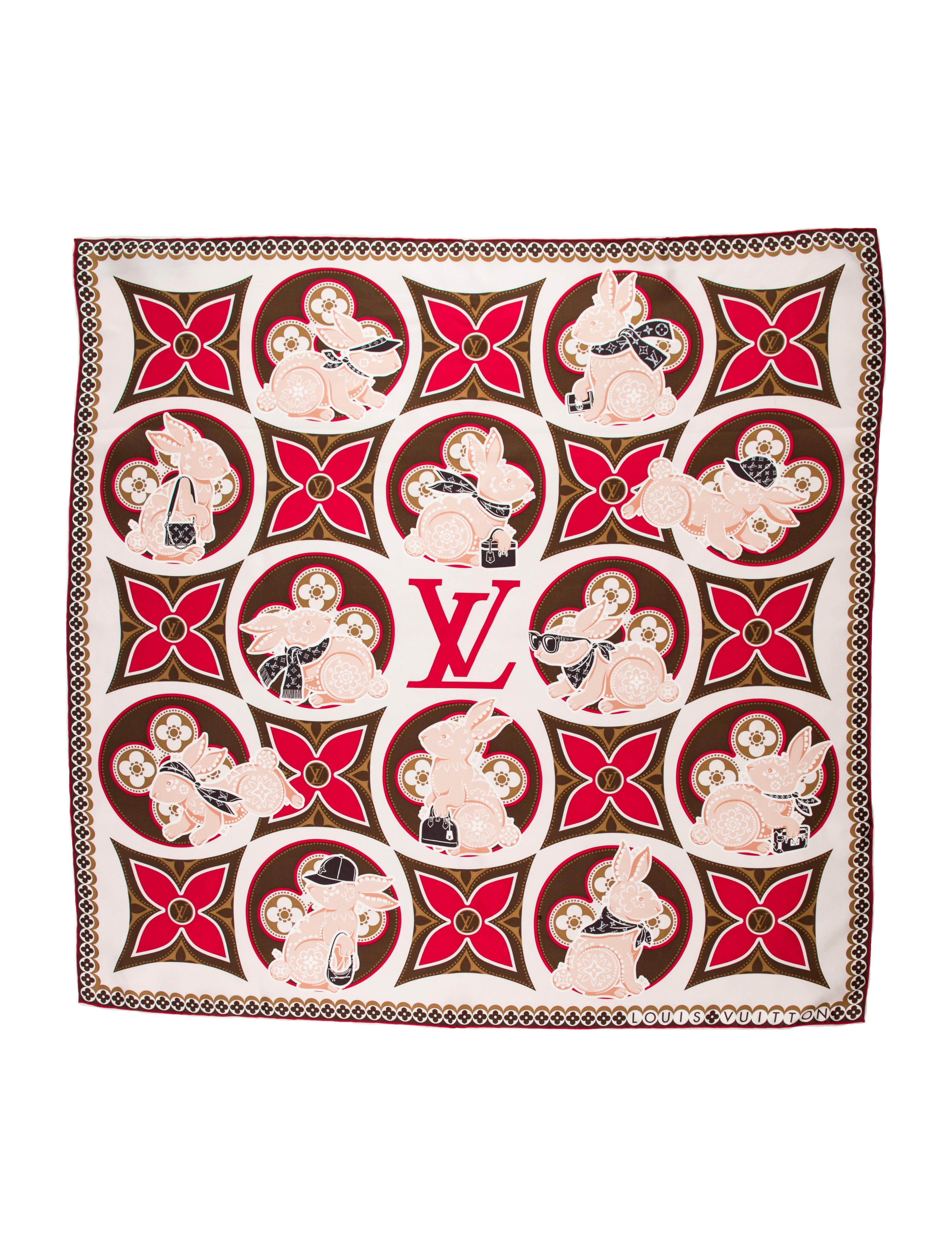 海外限定品【LOUIS VUITTON】ビジュウェルド ジュエリー scarf Louis Vuitton Precious Rabbit Square Silk Scarf - Neutrals