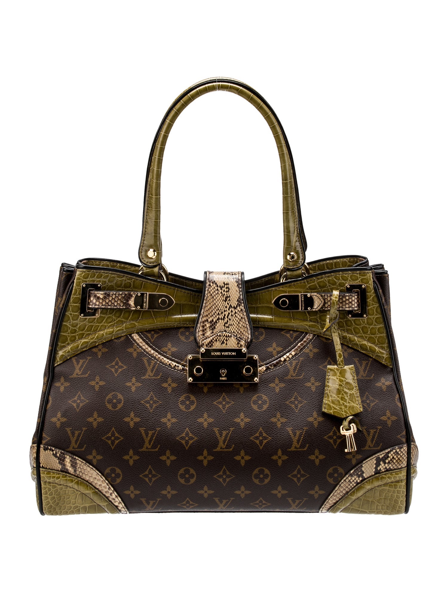 Louis vuitton python alligator monogramissime shopper gm green