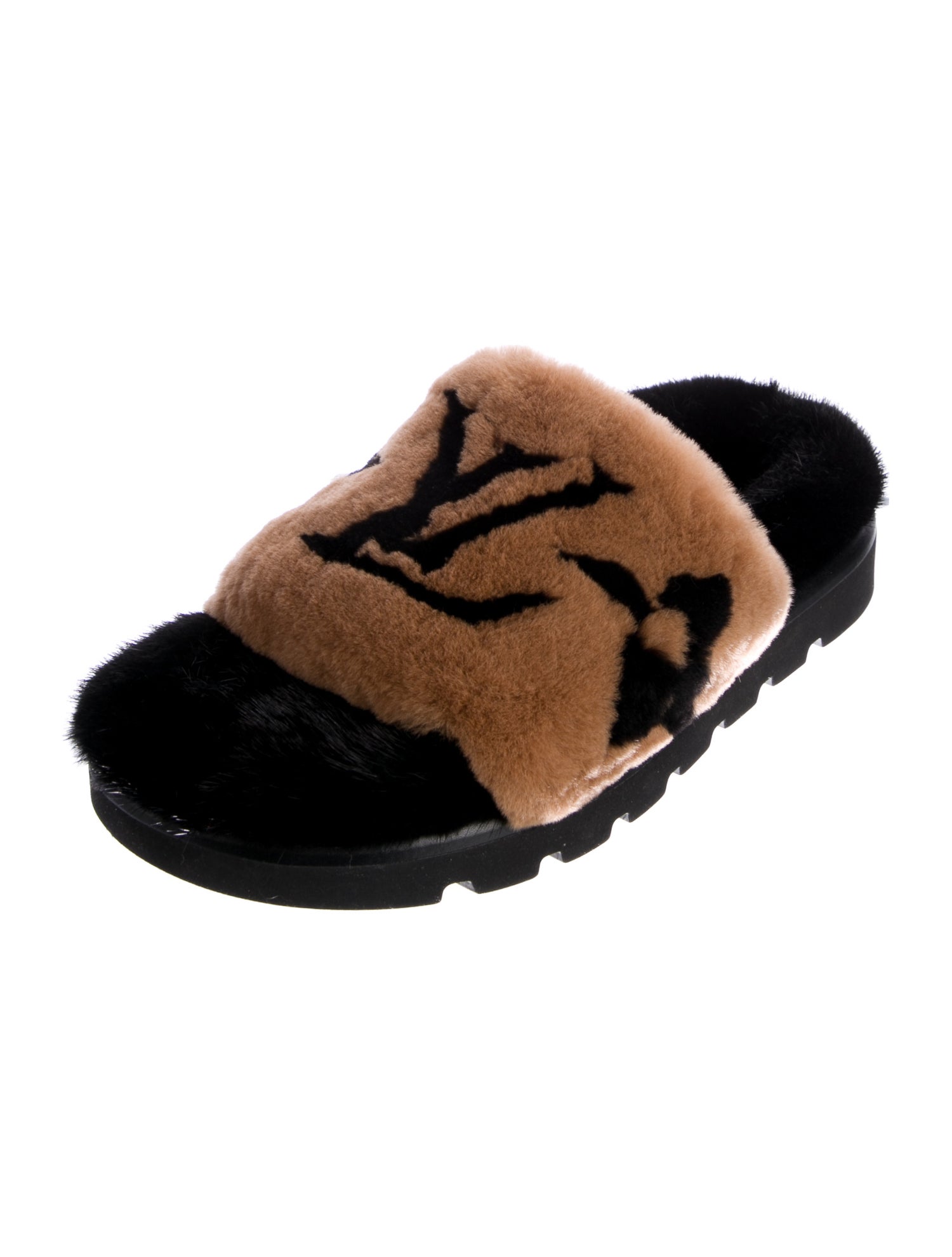 Louis Vuitton LV Monogram Fur Slides