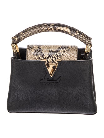 Louis Vuitton Python-Trimmed Taurillon Capucines Mini w/Strap