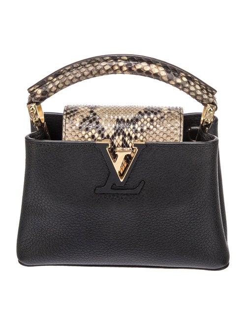 Louis Vuitton Python-Trimmed Taurillon Capucines Mini w/Strap