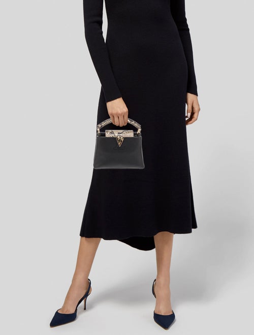 Louis Vuitton Python-Trimmed Taurillon Capucines Mini w/Strap